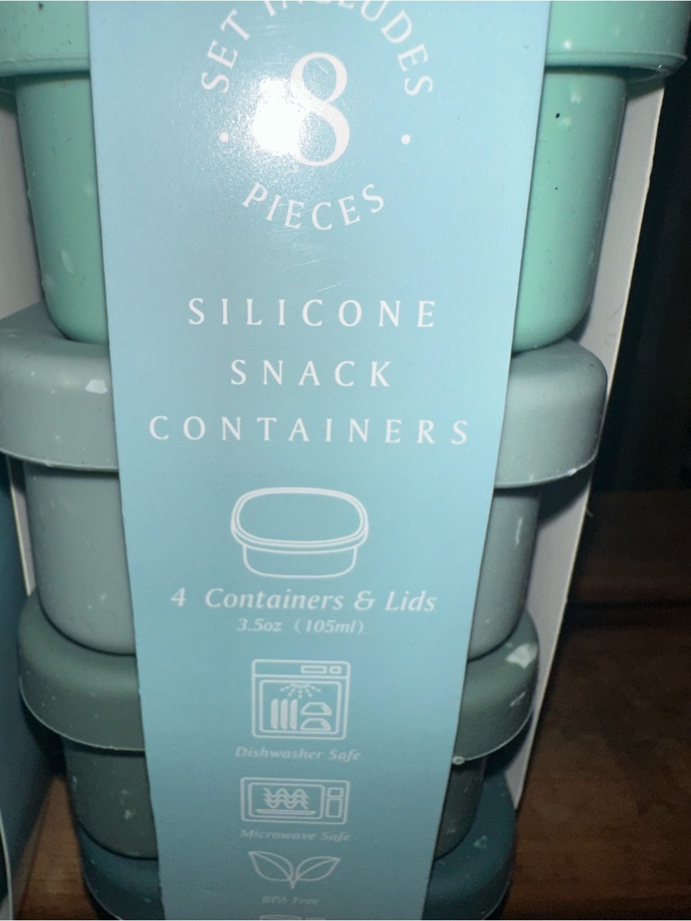 Silicone Snack Containers 6.7 Oz & 3.5 Oz - Mint & Teal Stackable Set ~ New - Picture 8 of 9